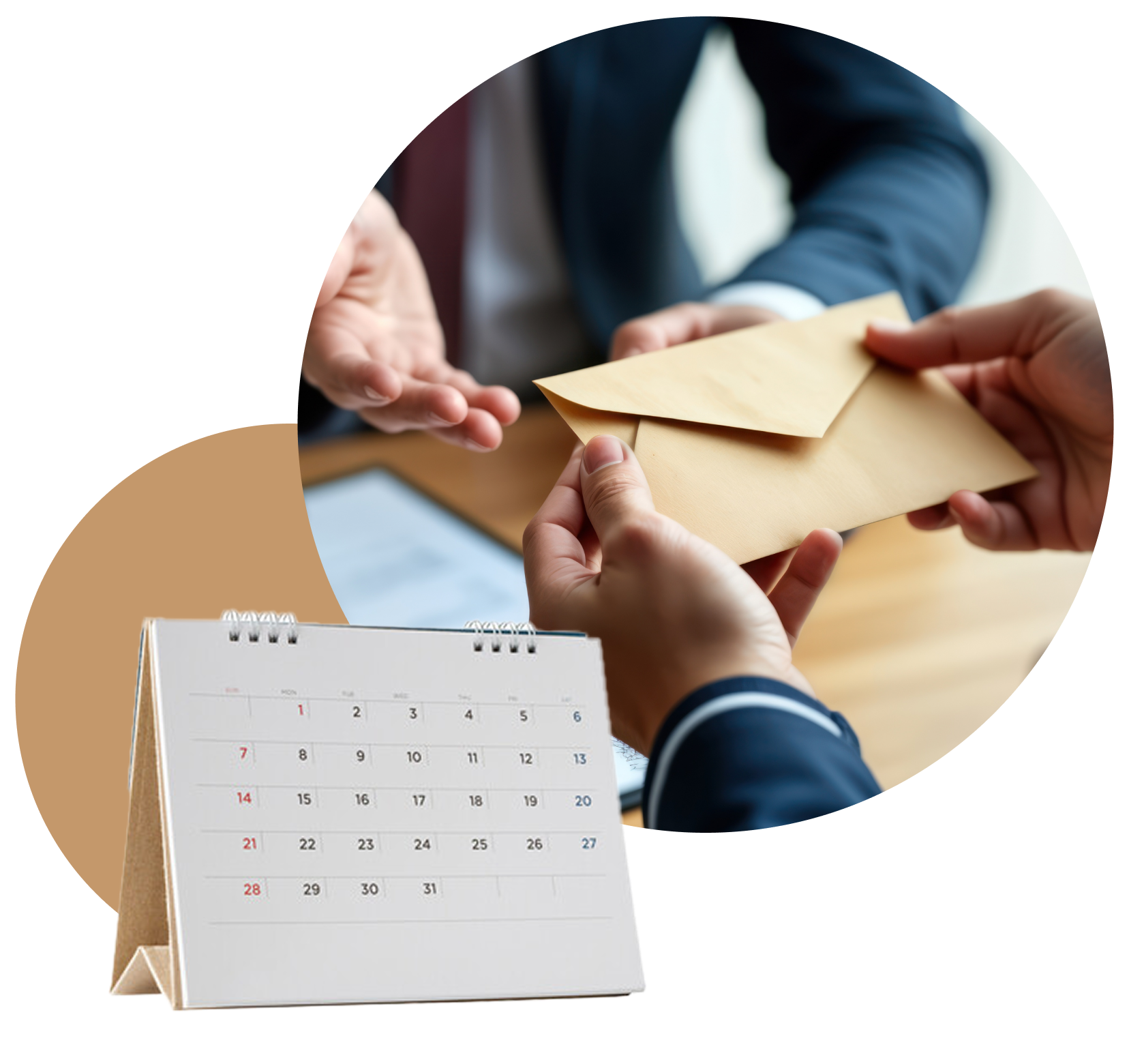Un homme donnant une enveloppe en papier à un autre homme